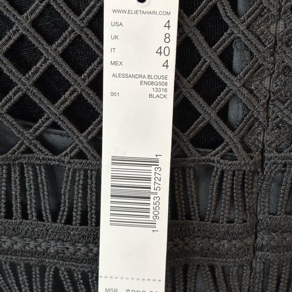 Elie Tahari Alessandra Black Lace Top Size 4 - Picture 13 of 14
